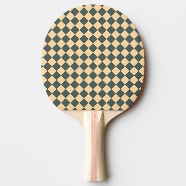 Yellow Green Checker Diamond Pattern Ping Pong Paddle (Front)