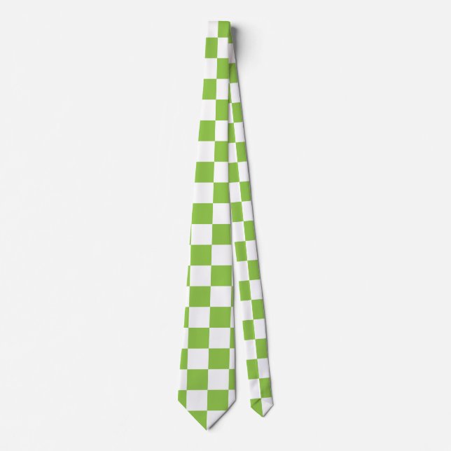 Yellow Green Chequerboard Pattern Tie (Front)