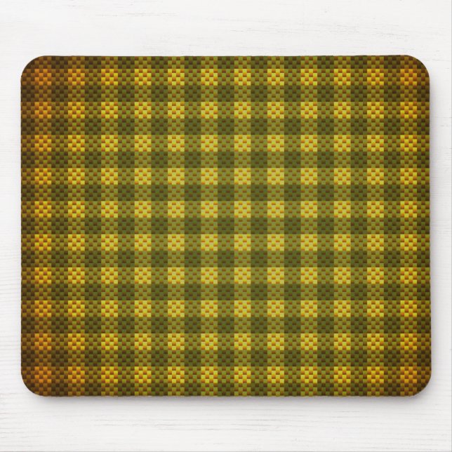 Yellow green chequered carbon fibre patterned mouse mat (Front)