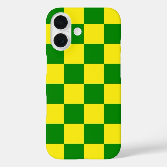 Yellow Green Chequered Check Pattern Case-Mate iPhone Case (Back)