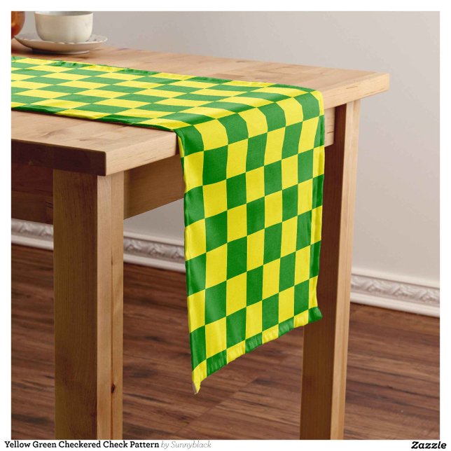 Yellow Green Chequered Check Pattern Short Table Runner (Creator Uploaded)