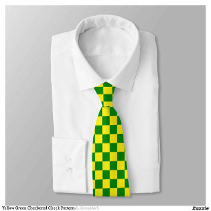 Yellow Green Chequered Check Pattern Tie