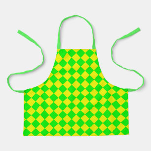 Yellow Green Chequered Diamond Pattern Apron