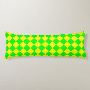 Yellow Green Chequered Diamond Pattern Body Cushion
