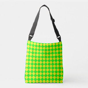 Yellow Green Chequered Diamond Pattern  Crossbody Bag