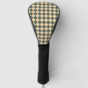 Yellow Green Chequered Diamond Pattern Golf Head Cover