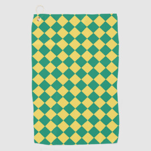Yellow Green Chequered Diamond Pattern Golf Towel