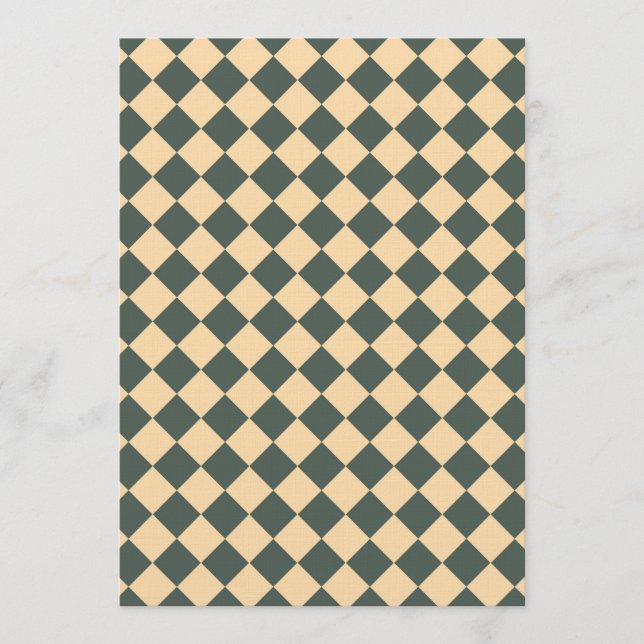 Yellow Green Chequered Diamond Pattern Invitation (Front)