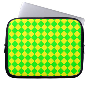 Yellow Green Chequered Diamond Pattern Laptop Sleeve