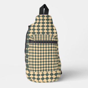 Yellow Green Chequered Diamond Pattern Sling Bag
