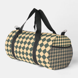 Yellow Green Chequered Diamond Pattern Small Duffle Bag
