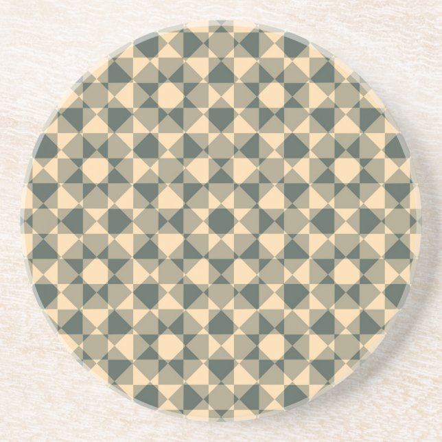 Yellow Green Chequered Diamond Plaid Pattern Coaster (Front)