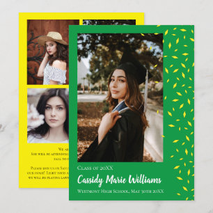 Yellow Green Confetti Graduation Announcement