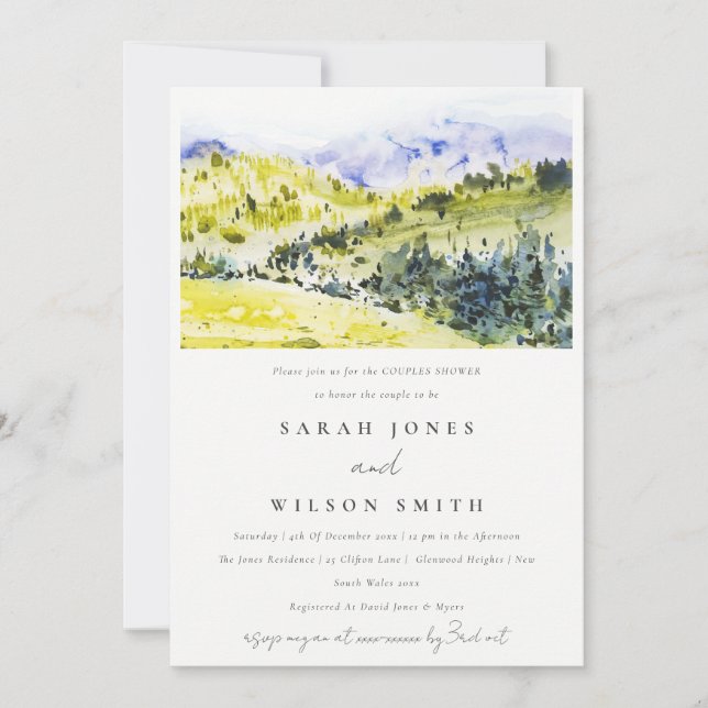 Yellow Green Countryside Hills Couples Shower Invitation (Front)