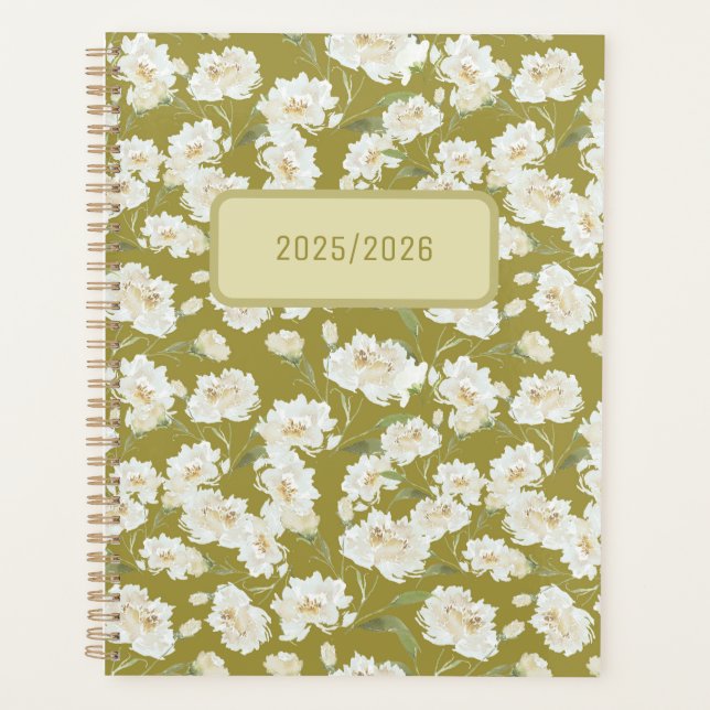 Yellow Green Cream Floral Planner (Front)