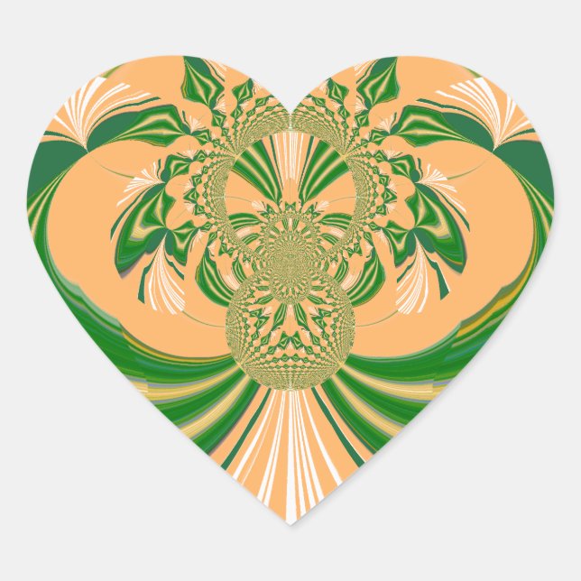 Yellow Green Design. Heart Sticker (Front)