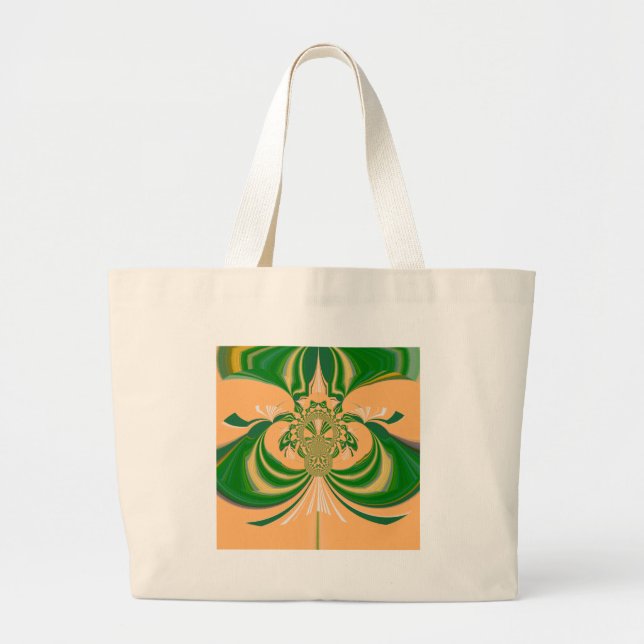 Yellow Green Design. Large Tote Bag (Front)