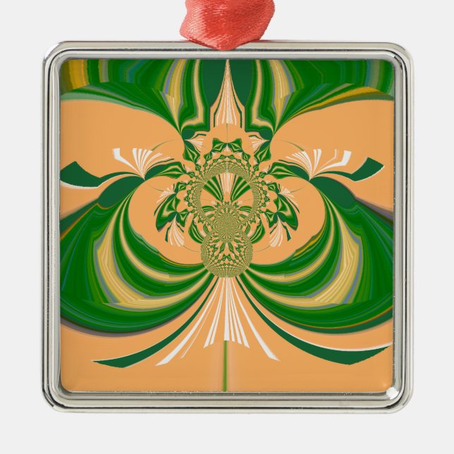 Yellow Green Design. Metal Tree Decoration (Front)