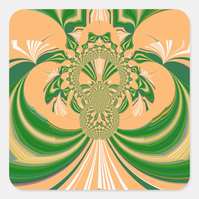 Yellow Green Design. Square Sticker (Front)