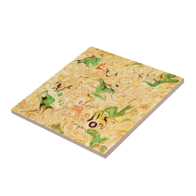 Yellow Green Faux Marble Stone Ceramic Tile (Side)