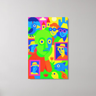 Yellow Green Fish Face Canvas Print