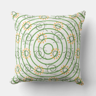 Yellow Green Floral Graphic  Cushion