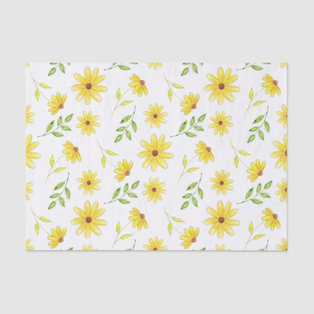 Yellow Green Floral Pattern Tissue Paper (Front)