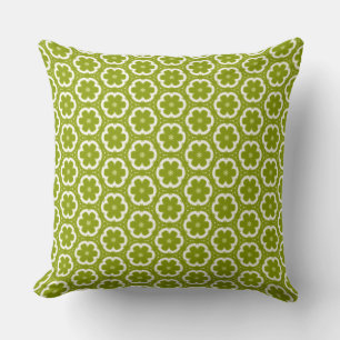Yellow Green Floral Throw Pillow