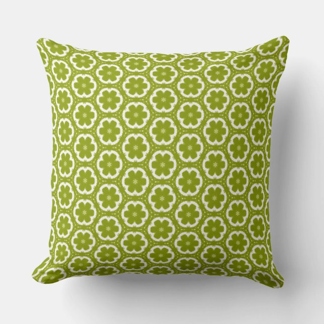 Yellow Green Floral Throw Pillow (Front)