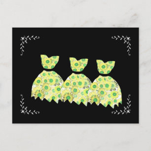 Yellow & Green Flower Dress and Frame Postcard