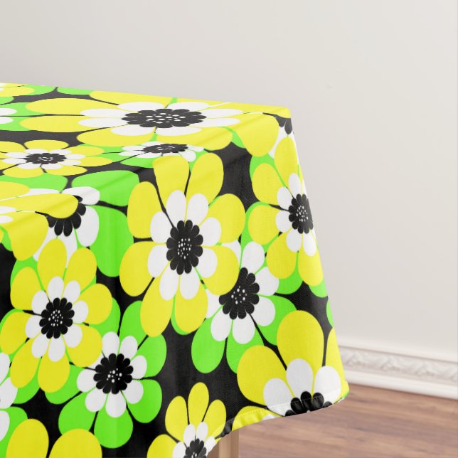 Yellow green flowers , flowers , floral pattern , tablecloth (In Situ)