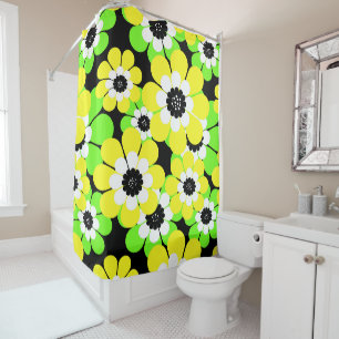 Yellow green flowers shower curtain