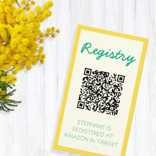 Yellow & Green Fresh Gift Registry Bridal Shower Enclosure Card