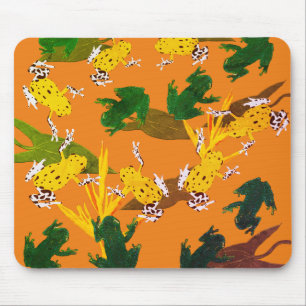 Yellow Green Frogs Pattern Mouse Mat