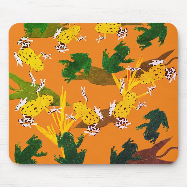 Yellow Green Frogs Pattern Mouse Mat (Front)