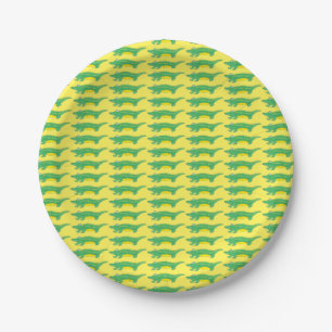 Yellow Green Gator Alligator Crocodile Croc Animal Paper Plate