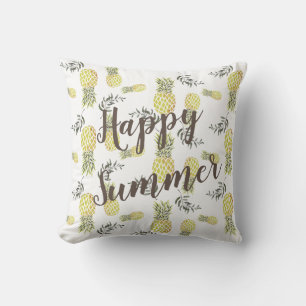 Yellow green & Gold PINEAPPLE HAPPY SUMMER Cushion