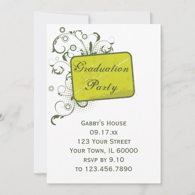 Yellow Green Graduation Party Invitation (Front)