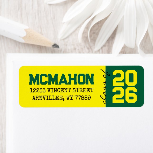 Yellow & Green Graduation Return Address Labels (Insitu)