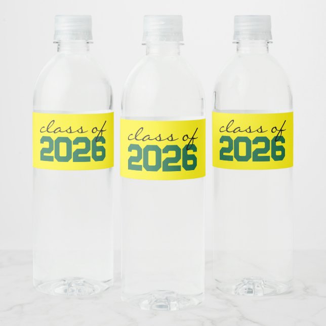 Yellow & Green Graduation Water Bottle Label (Bottles)