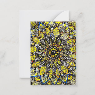 Yellow Green Hand Drawn Mandala Design Card