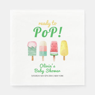 Yellow Green Ice Cream Ready To Pop Baby Shower Napkin