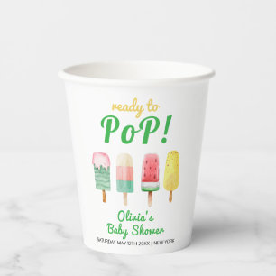 Yellow Green Ice Cream Ready To Pop Baby Shower Paper Cups