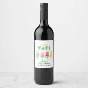 Yellow Green Ice Cream Ready To Pop Baby Shower  Wine Label