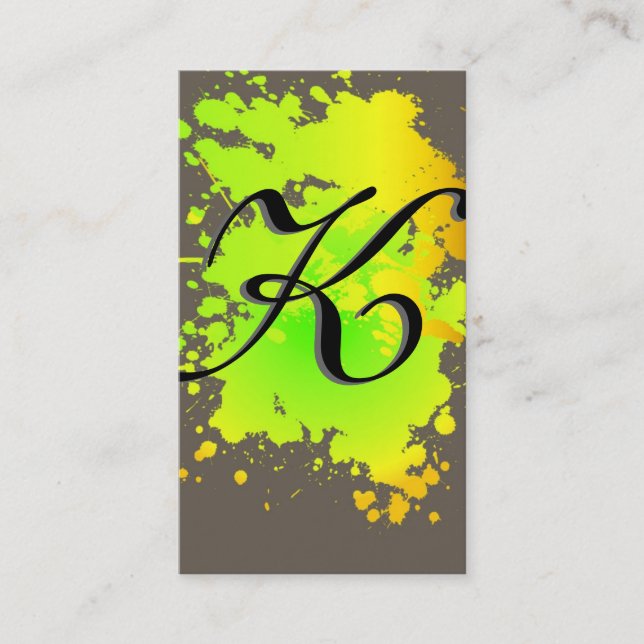 Yellow Green Ink Paint Splash Business Card (Front)
