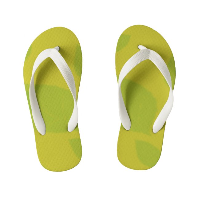 Yellow Green Leaves Kid's Flip Flops (Footbed)