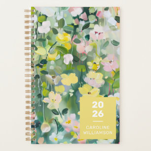 Yellow Green Meadow Flowers Personalised Name Planner