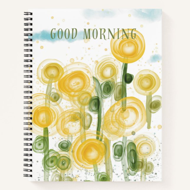 Yellow Green Minimalist Hello Sunshine Notebook (Front)