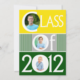 Yellow Green Multi Photo Graduation Invitation