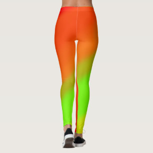 Yellow Green Orange and Red Waves Leggings